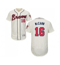 Men's Atlanta Braves #16 Brian McCann Cream Alternate Flex Base Authentic Collection Baseball Jersey