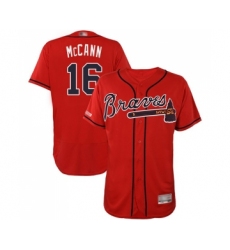 Men's Atlanta Braves #16 Brian McCann Red Alternate Flex Base Authentic Collection Baseball Jersey