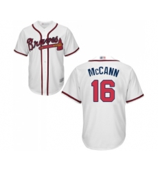 Youth Atlanta Braves #16 Brian McCann Replica White Home Cool Base Baseball Jersey