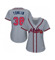 Women's Atlanta Braves #38 Josh Tomlin Replica Grey Road Cool Base Baseball Jersey
