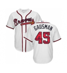 Men's Atlanta Braves #45 Kevin Gausman Authentic White Team Logo Fashion Cool Base Baseball Jersey