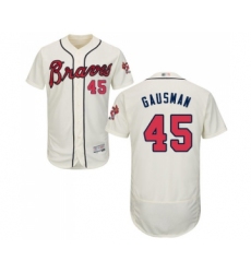 Men's Atlanta Braves #45 Kevin Gausman Cream Alternate Flex Base Authentic Collection Baseball Jersey