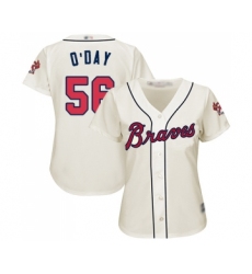 Women's Atlanta Braves #56 Darren O Day Replica Cream Alternate 2 Cool Base Baseball Jersey