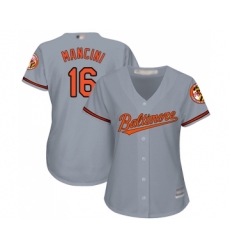 Women's Baltimore Orioles #16 Trey Mancini Replica Grey Road Cool Base Baseball Jersey