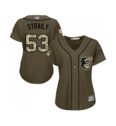 Women's Baltimore Orioles #53 Dan Straily Authentic Green Salute to Service Baseball Jersey