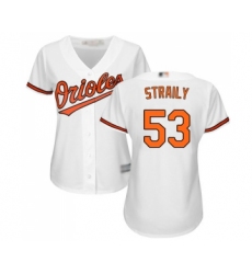 Women's Baltimore Orioles #53 Dan Straily Replica White Home Cool Base Baseball Jersey