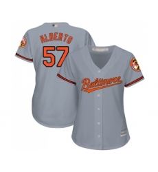 Women's Baltimore Orioles #57 Hanser Alberto Replica Grey Road Cool Base Baseball Jersey