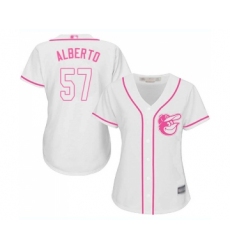 Women's Baltimore Orioles #57 Hanser Alberto Replica White Fashion Cool Base Baseball Jersey