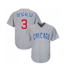 Men's Chicago Cubs #3 Daniel Descalso Replica Grey Road Cool Base Baseball Jersey