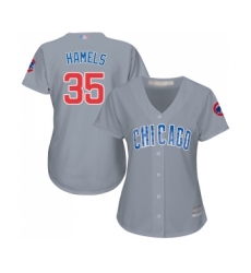Women's Chicago Cubs #35 Cole Hamels Authentic Grey Road Baseball Jersey