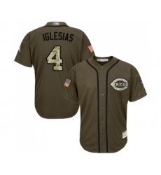 Youth Cincinnati Reds #4 Jose Iglesias Authentic Green Salute to Service Baseball Jersey