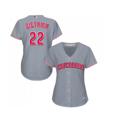 Women's Cincinnati Reds #22 Derek Dietrich Replica Grey Road Cool Base Baseball Jersey