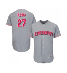 Men's Cincinnati Reds #27 Matt Kemp Grey Road Flex Base Authentic Collection Baseball Jersey