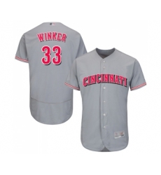 Men's Cincinnati Reds #33 Jesse Winker Grey Road Flex Base Authentic Collection Baseball Jersey