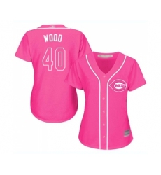 Women's Cincinnati Reds #40 Alex Wood Replica Pink Fashion Cool Base Baseball Jersey