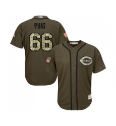 Youth Cincinnati Reds #66 Yasiel Puig Authentic Green Salute to Service Baseball Jersey
