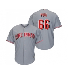 Youth Cincinnati Reds #66 Yasiel Puig Replica Grey Road Cool Base Baseball Jersey