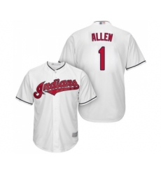 Men's Cleveland Indians #1 Greg Allen Replica White Home Cool Base Baseball Jersey