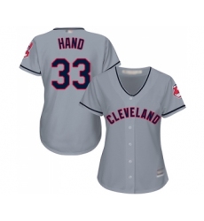 Women's Cleveland Indians #33 Brad Hand Replica Grey Road Cool Base Baseball Jersey