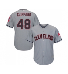 Youth Cleveland Indians #48 Tyler Clippard Replica Grey Road Cool Base Baseball Jersey