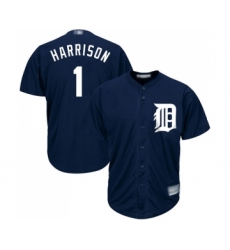 Youth Detroit Tigers #1 Josh Harrison Replica Navy Blue Alternate Cool Base Baseball Jersey