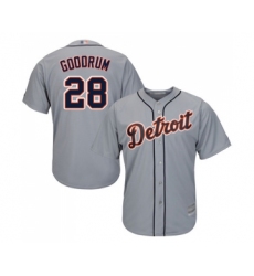 Men's Detroit Tigers #28 Niko Goodrum Replica Grey Road Cool Base Baseball Jersey