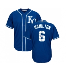 Men's Kansas City Royals #6 Billy Hamilton Blue Authentic Blue Team Logo Fashion Cool Base Baseball Jersey