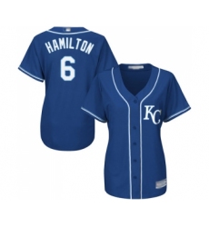 Women's Kansas City Royals #6 Billy Hamilton Replica Blue Alternate 2 Cool Base Baseball Jersey