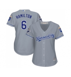 Women's Kansas City Royals #6 Billy Hamilton Replica Grey Road Cool Base Baseball Jersey