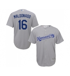 Youth Kansas City Royals #16 Martin Maldonado Replica Grey Road Cool Base Baseball Jersey