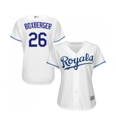 Women's Kansas City Royals #26 Brad Boxberger Replica White Home Cool Base Baseball Jersey