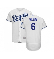 Men's Kansas City Royals #6 Willie Wilson White Flexbase Authentic Collection Baseball Jersey