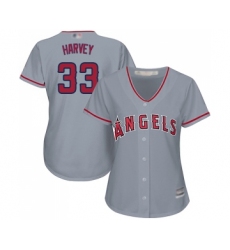 Women's Los Angeles Angels of Anaheim #33 Matt Harvey Replica Grey Road Cool Base Baseball Jersey