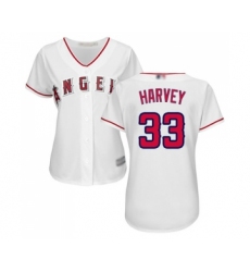 Women's Los Angeles Angels of Anaheim #33 Matt Harvey Replica White Home Cool Base Baseball Jersey