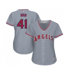 Women's Los Angeles Angels of Anaheim #41 Justin Bour Replica Grey Road Cool Base Baseball Jersey
