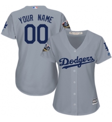 Women's Majestic Los Angeles Dodgers Customized Authentic Grey Road Cool Base 2018 World Series MLB Jersey