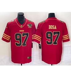 Men's Nike San Francisco 49ers #97 Nick Bosa Red 75th Golden Edition Stitched Limited Jersey