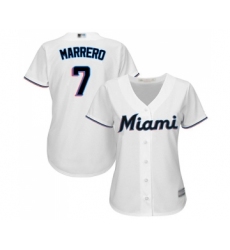 Women's Miami Marlins #7 Deven Marrero Replica White Home Cool Base Baseball Jersey