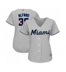 Women's Miami Marlins #38 Jorge Alfaro Replica Grey Road Cool Base Baseball Jersey