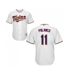 Youth Minnesota Twins #11 Jorge Polanco Replica White Home Cool Base Baseball Jersey