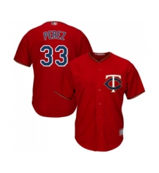 Youth Minnesota Twins #33 Martin Perez Replica Scarlet Alternate Cool Base Baseball Jersey