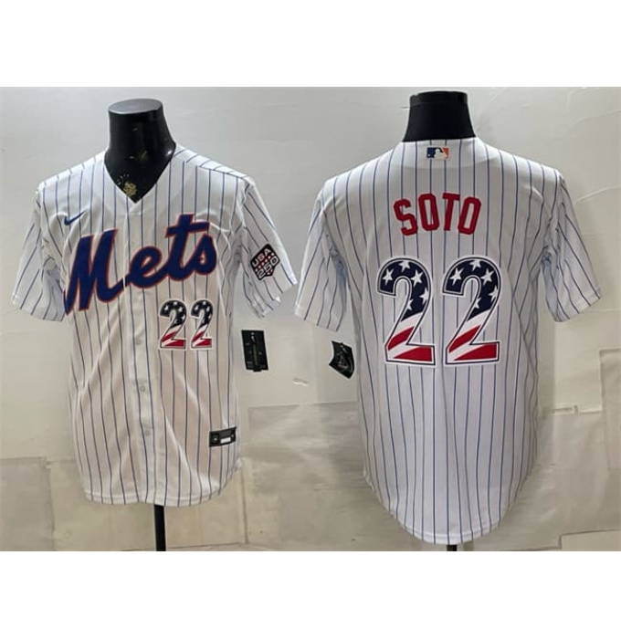 Men's New York Mets #22 Juan Soto White USA 250 Fourth of July Home Stitched Baseball Jersey
