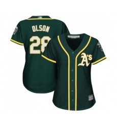 Women's Oakland Athletics #28 Matt Olson Replica Green Alternate 1 Cool Base Baseball Jersey