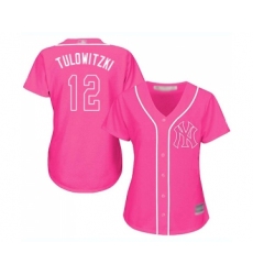 Women's New York Yankees #12 Troy Tulowitzki Authentic Pink Fashion Cool Base Baseball Jersey