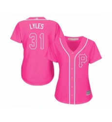 Women's Pittsburgh Pirates #31 Jordan Lyles Replica Pink Fashion Cool Base Baseball Jersey