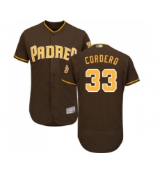 Men's San Diego Padres #33 Franchy Cordero Brown Alternate Flex Base Authentic Collection Baseball Jersey