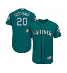 Men's Seattle Mariners #20 Dan Vogelbach Teal Green Alternate Flex Base Authentic Collection Baseball Jersey