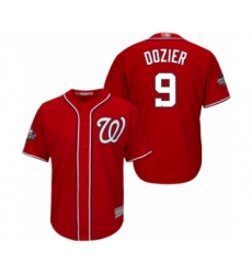 Youth Washington Nationals #9 Brian Dozier Authentic Red Alternate 1 Cool Base 2019 World Series Bound Baseball Jersey