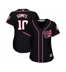 Women's Washington Nationals #10 Yan Gomes Replica Navy Blue Alternate 2 Cool Base Baseball Jersey