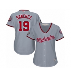 Women's Washington Nationals #19 Anibal Sanchez Authentic Grey Road Cool Base 2019 World Series Bound Baseball Jersey